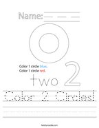 Color 2 Circles Handwriting Sheet