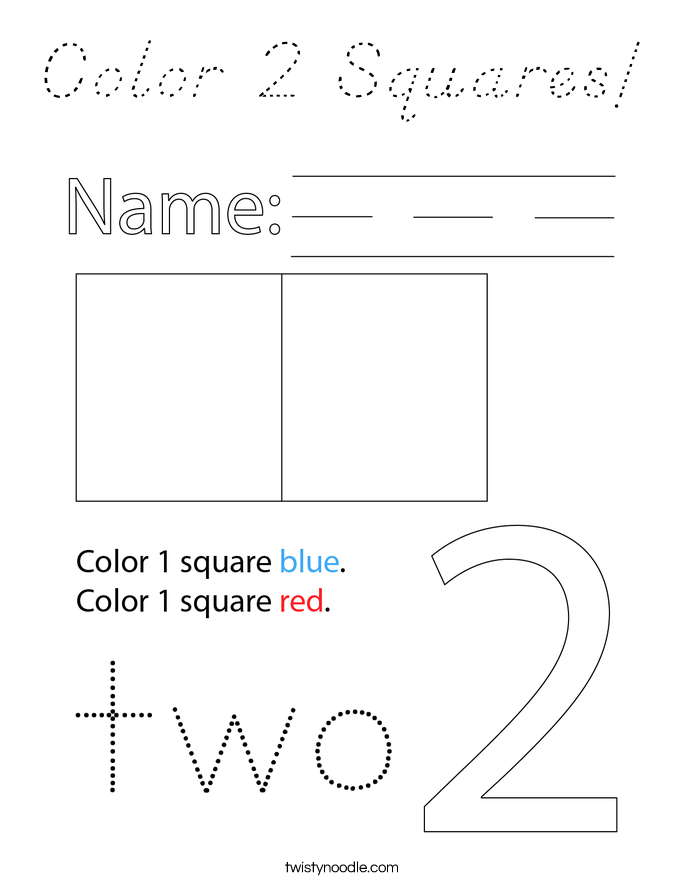 Color 2 Squares! Coloring Page