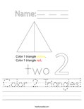 Color 2 Triangles! Worksheet