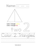 Color 2 Triangles Handwriting Sheet
