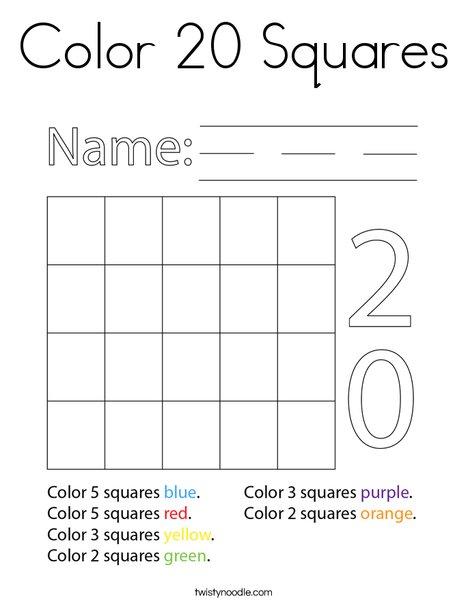 Color 20 Squares Coloring Page