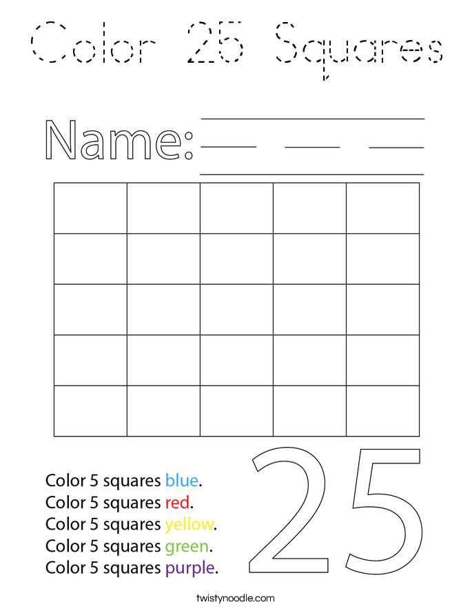 Color 25 Squares Coloring Page