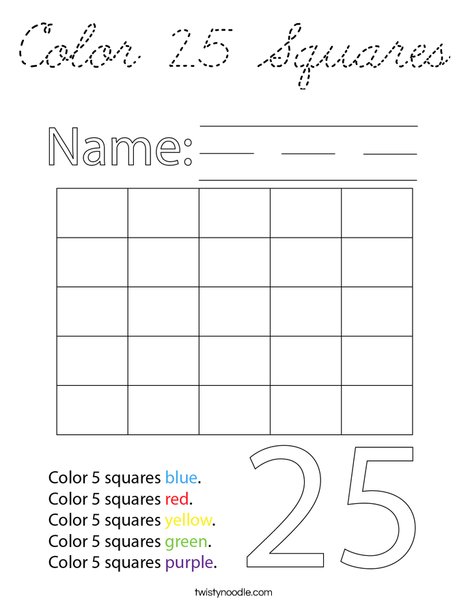 Color 25 Squares Coloring Page