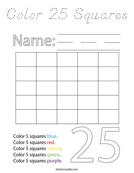 Color 25 Squares Coloring Page