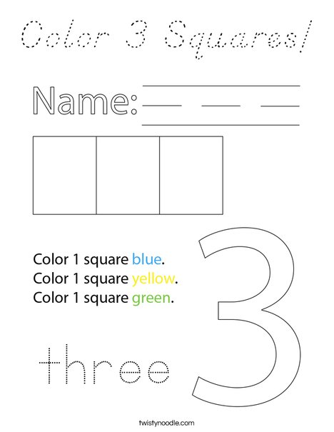 Color 3 Squares! Coloring Page