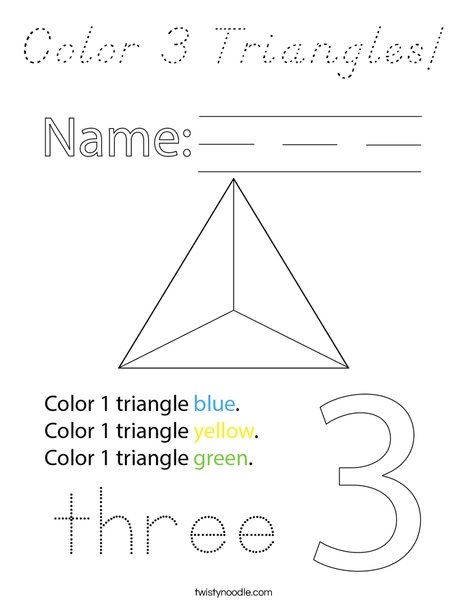 Color 3 Triangles! Coloring Page