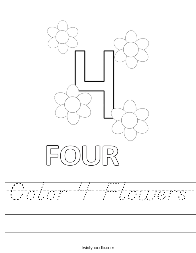 Color 4 Flowers Worksheet