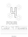 Color 4 Flowers Worksheet