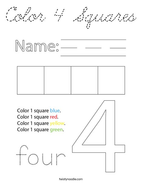 Color 4 Squares Coloring Page