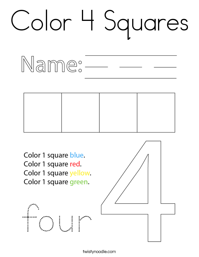 Color 4 Squares Coloring Page