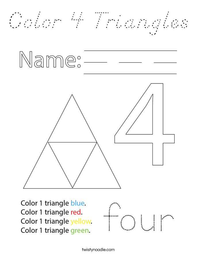 Color 4 Triangles Coloring Page