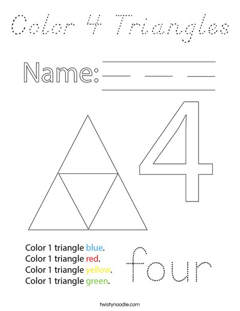 Color 4 Triangles! Coloring Page