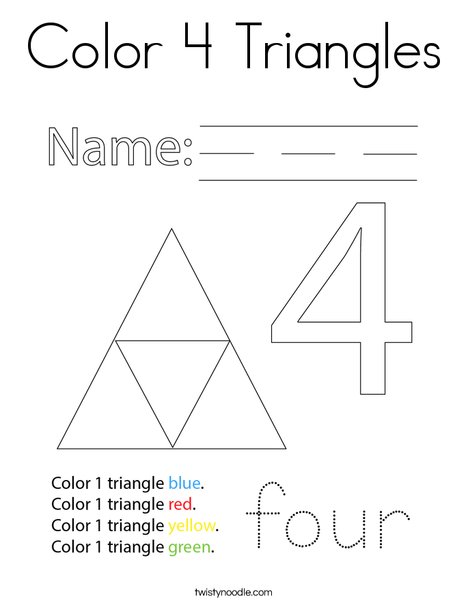 Color 4 Triangles! Coloring Page