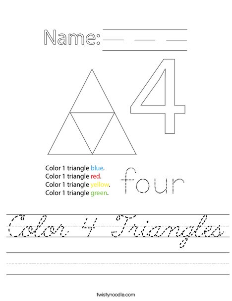 Color 4 Triangles! Worksheet