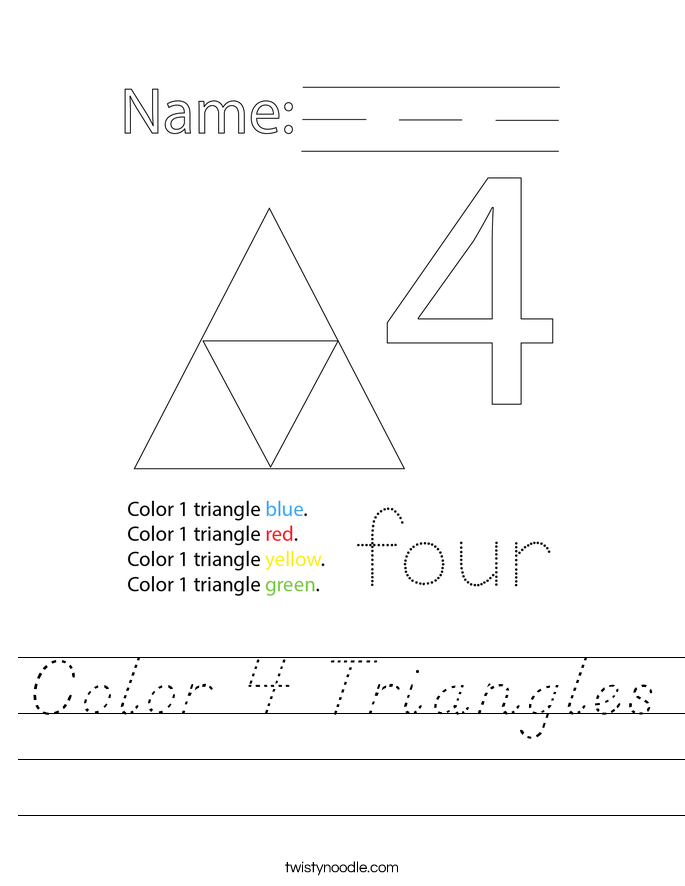 Color 4 Triangles Worksheet