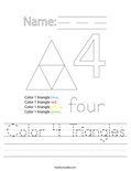 Color 4 Triangles Worksheet