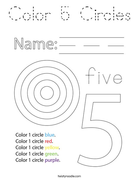 Color 5 Circles Coloring Page