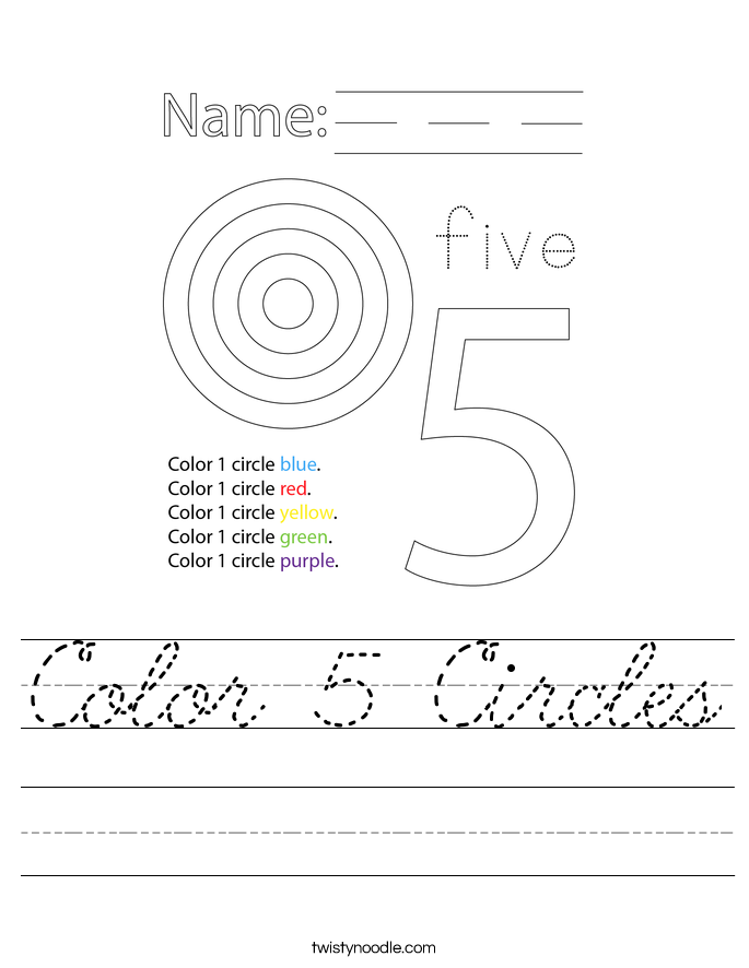 Color 5 Circles Worksheet