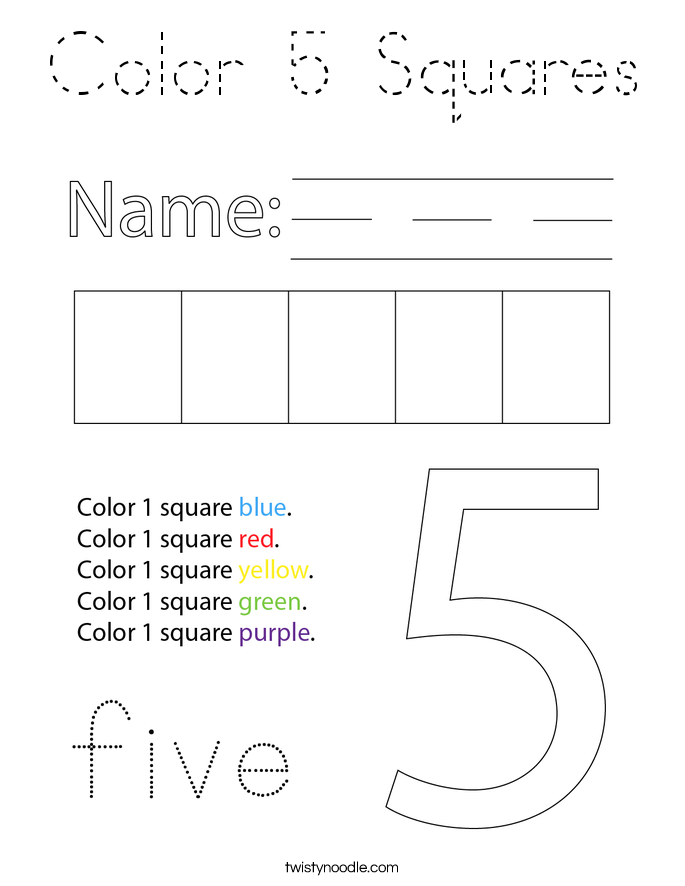 Color 5 Squares Coloring Page
