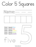 Color 5 Squares Coloring Page