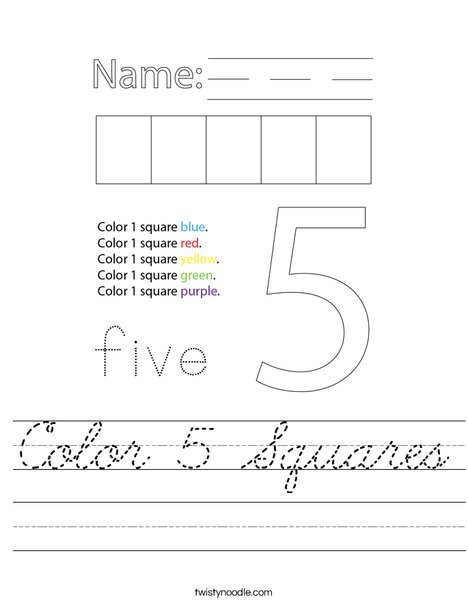 Color 5 Squares Worksheet