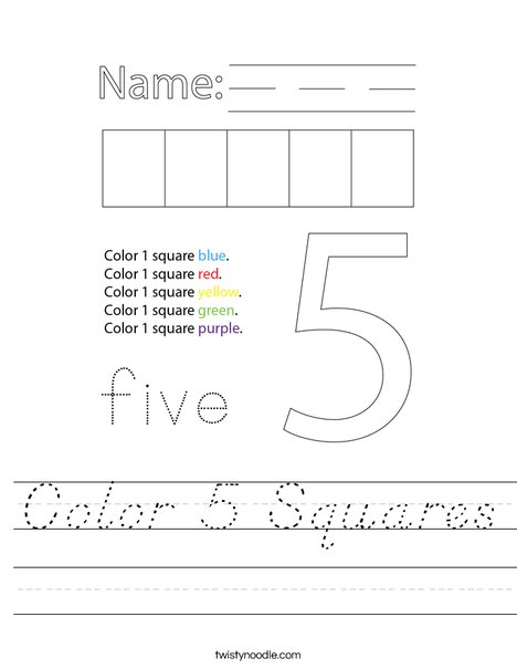 Color 5 Squares Worksheet