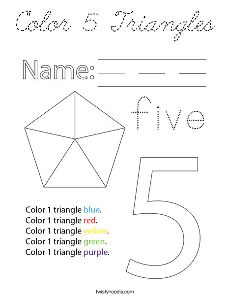 Color 5 Triangles Coloring Page
