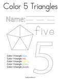 Color 5 Triangles Coloring Page