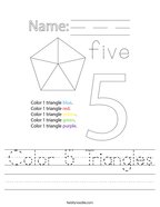 Color 5 Triangles Handwriting Sheet