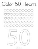 Color 50 Hearts Coloring Page