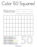 Color 50 Squares Coloring Page