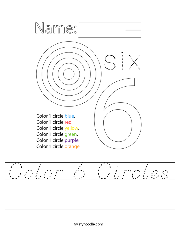 Color 6 Circles Worksheet