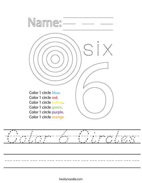 Color 6 Circles Worksheet