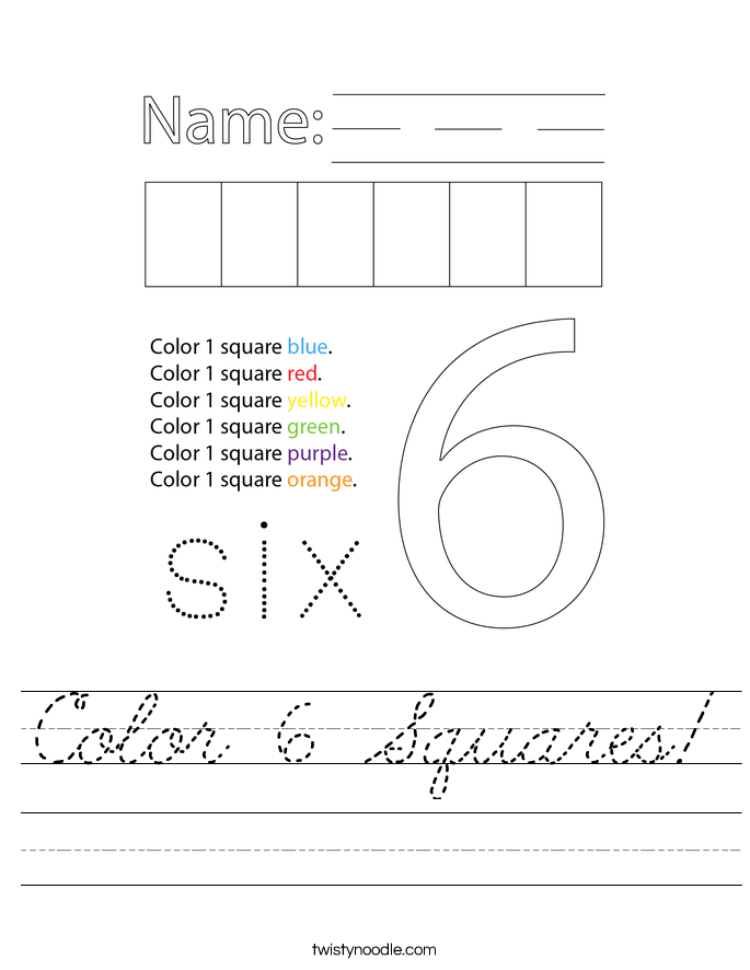 Color 6 Squares! Worksheet