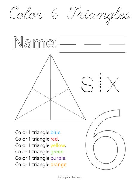 Color 6 Triangles Coloring Page