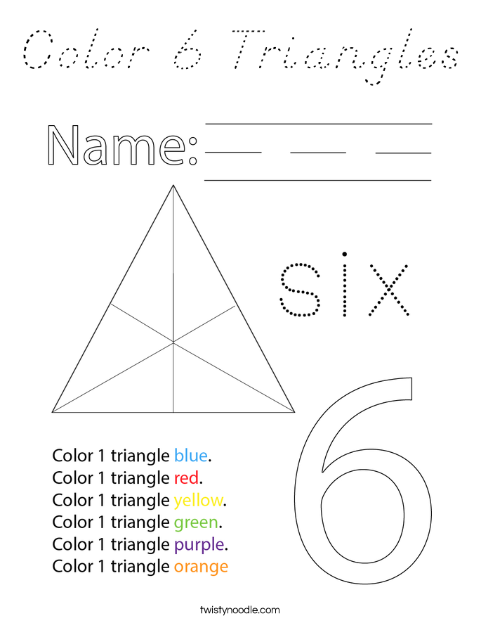 Color 6 Triangles Coloring Page