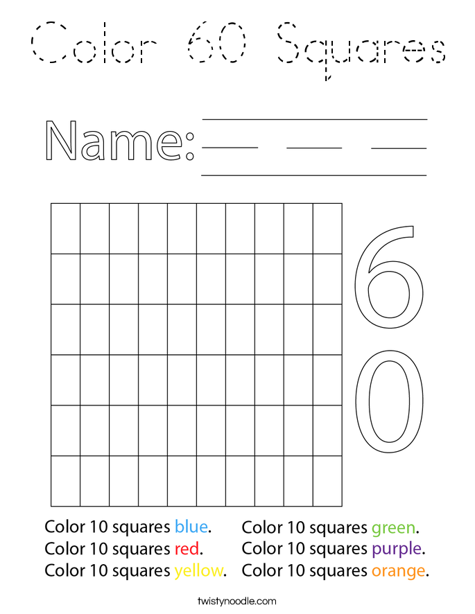 Color 60 Squares Coloring Page