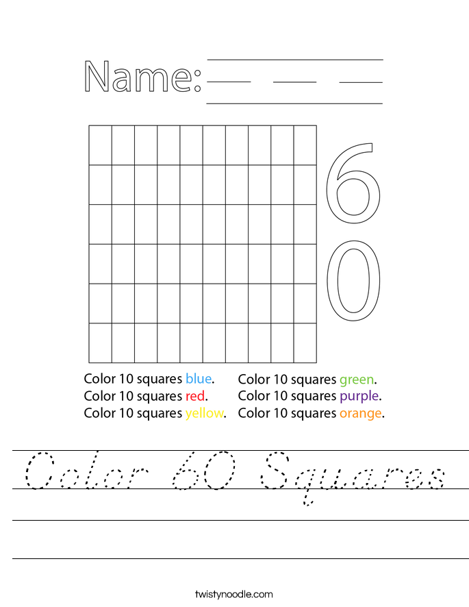 Color 60 Squares Worksheet