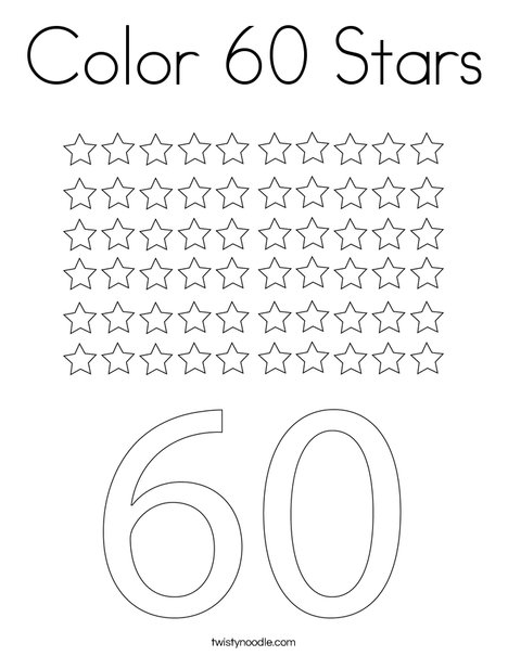 Color 60 Stars Coloring Page