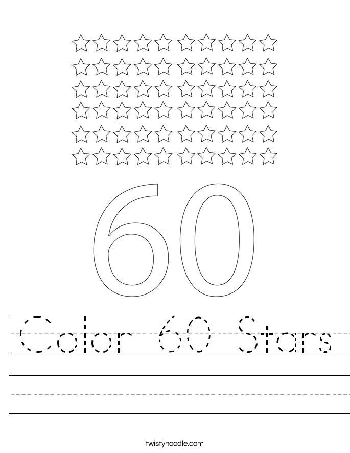 Color 60 Stars Worksheet