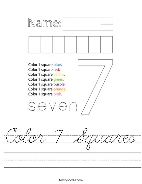 Color 7 Squares Worksheet