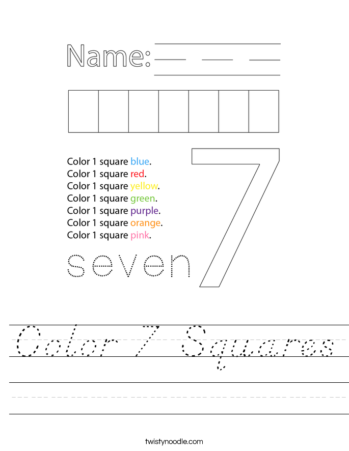 Color 7 Squares Worksheet