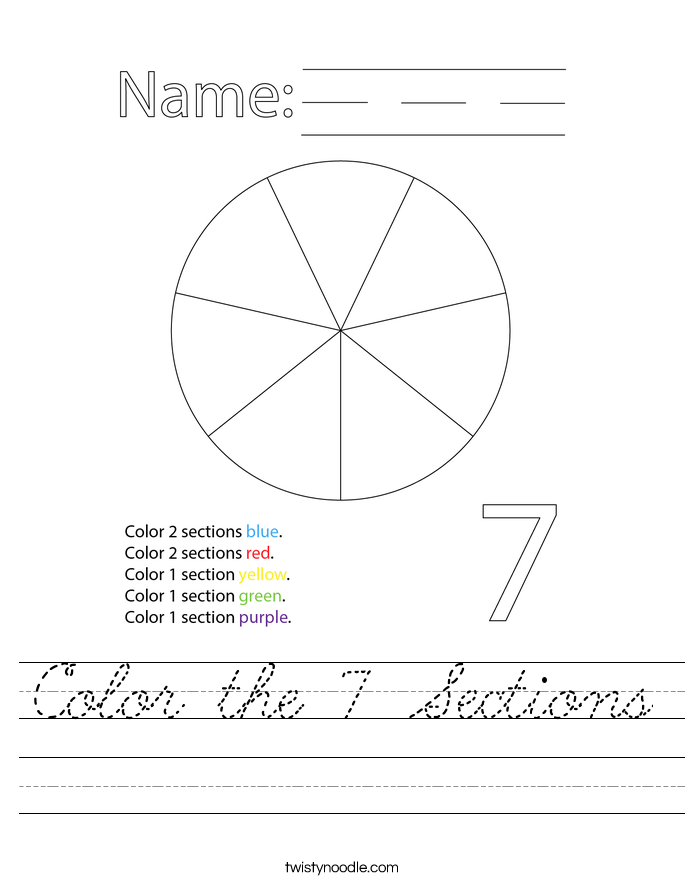 Color the 7 Sections Worksheet