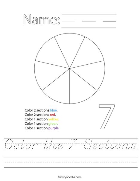 Color 7 Sections of the Circle Worksheet