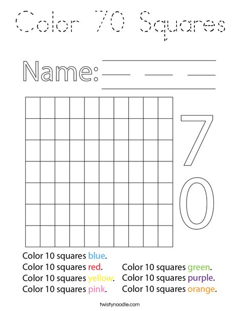 Color 70 Squares Coloring Page