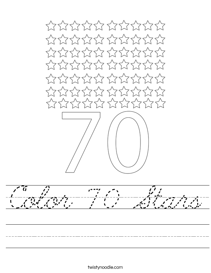 Color 70 Stars Worksheet
