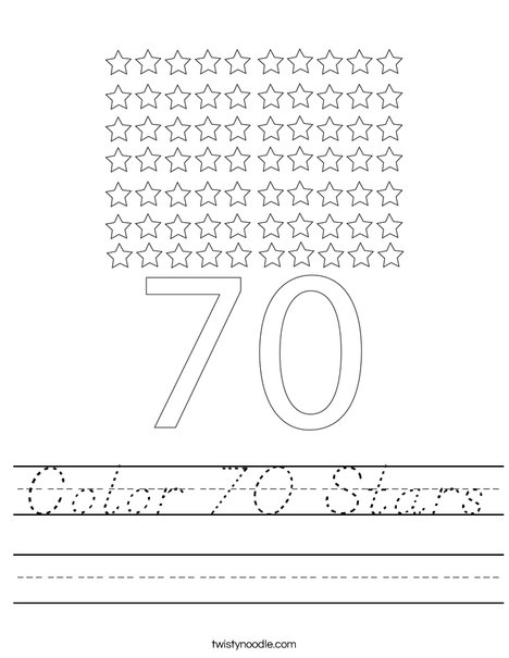 Color 70 Stars Worksheet