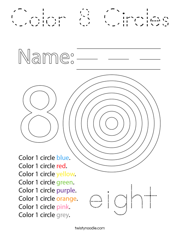 Color 8 Circles Coloring Page
