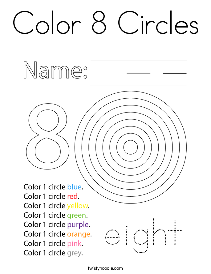 Color 8 Circles Coloring Page