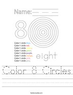 Color 8 Circles Handwriting Sheet